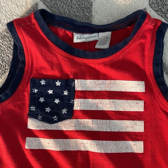 First Impressions Boys 24m red onesie with snaps - Picture 2 of 6